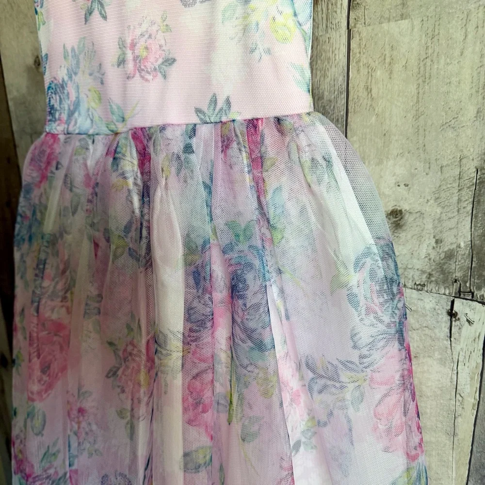 Girls pink spring floral dress girls size 7/8 - Picture 12 of 13